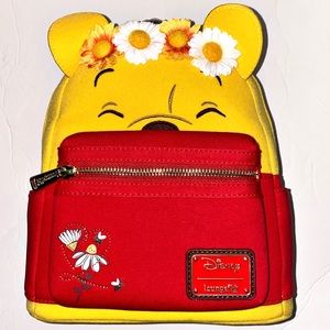 Loungefly Disney Winnie The Pooh Floral Crown Flocked Mini Backpack